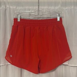 Lululemon Athletica Orange/Red Hotty Hot Lined Short 4”